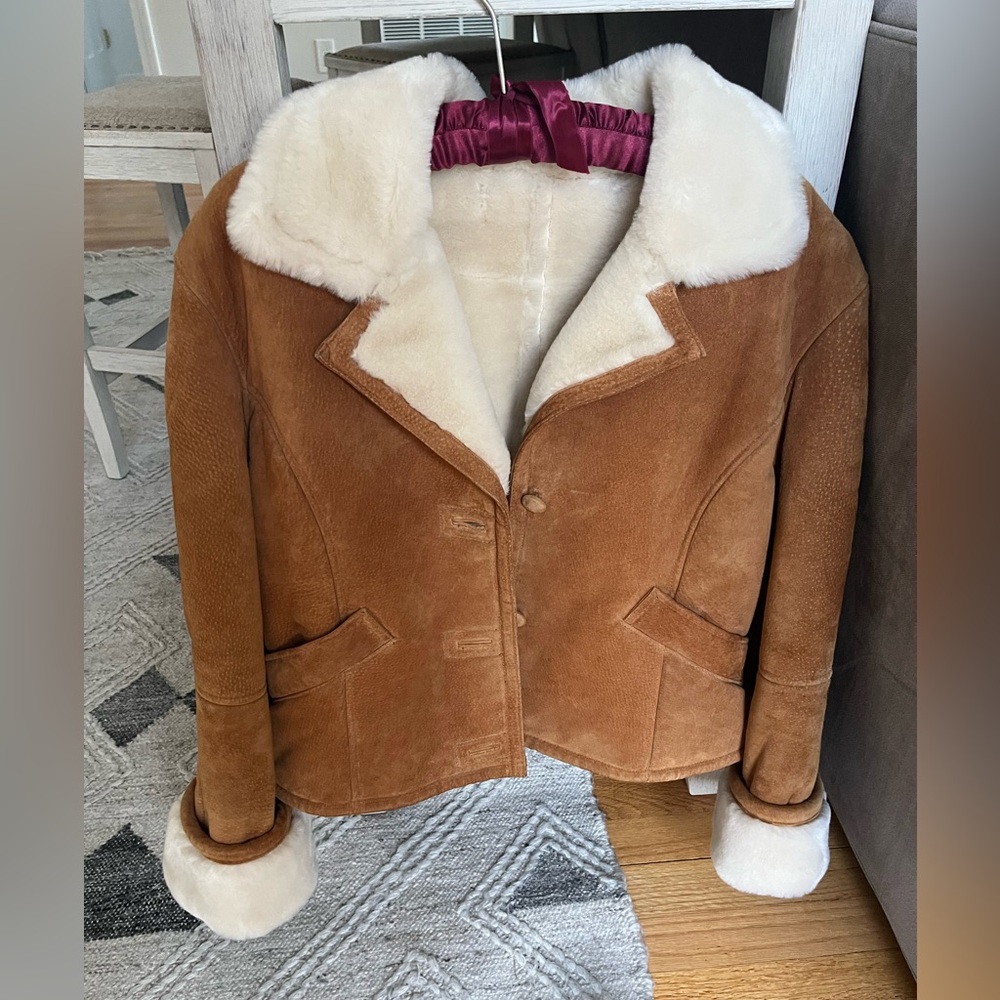100% Suede Leather Jacket with Faux Fur Lining
